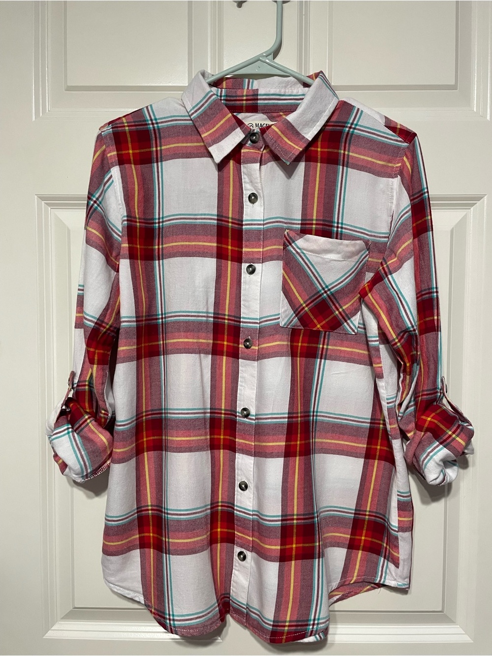 Magellan Outdoors Red Plaid Button-Down Shirt